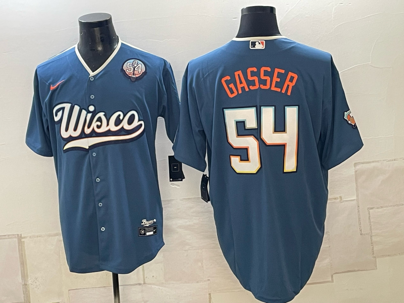 Men Milwaukee Brewers #54 Gasser blue Nike 2026 World Series MLB jersey 102302